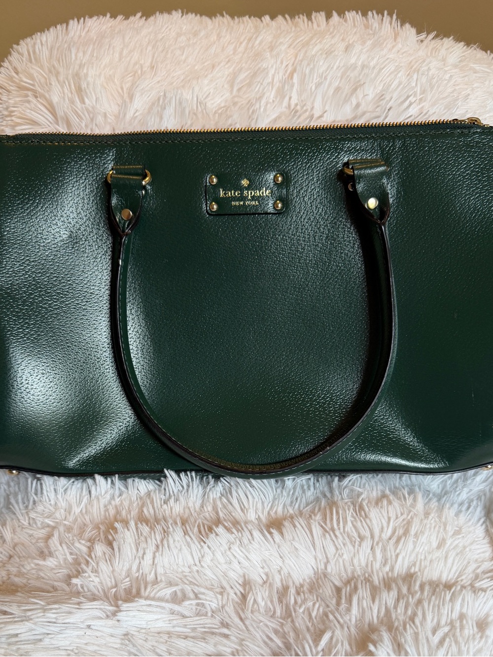 Kate Spade Wellesley Martine Green Pebbled Leather Tote Satchel Bag